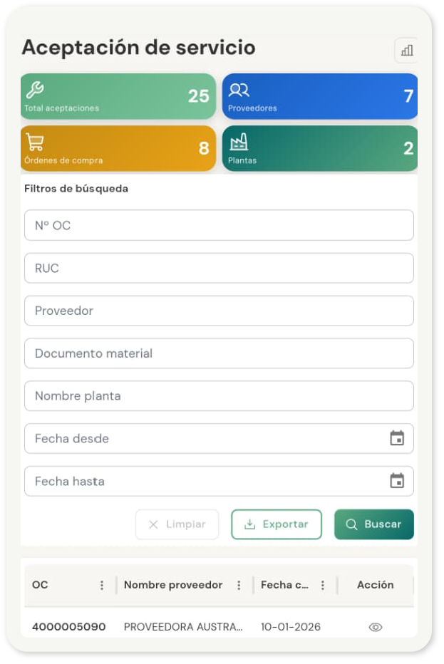 Gestión de portal de proveedores